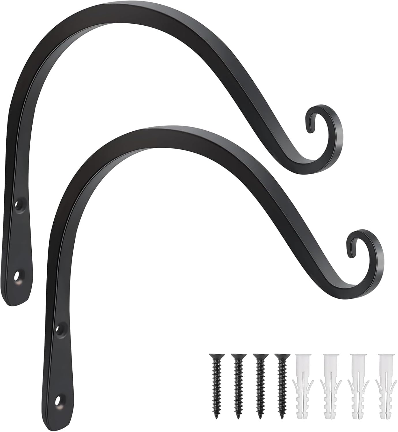 Gtongoko 2 Pack 8 Inch Plant Hangers Outdoor Metal, Plant Hooks for Wall Indoor, Outdoor Hooks for Hanging Bird Feeders, Plant Bracket, Lanterns, Wind Chinme, Black