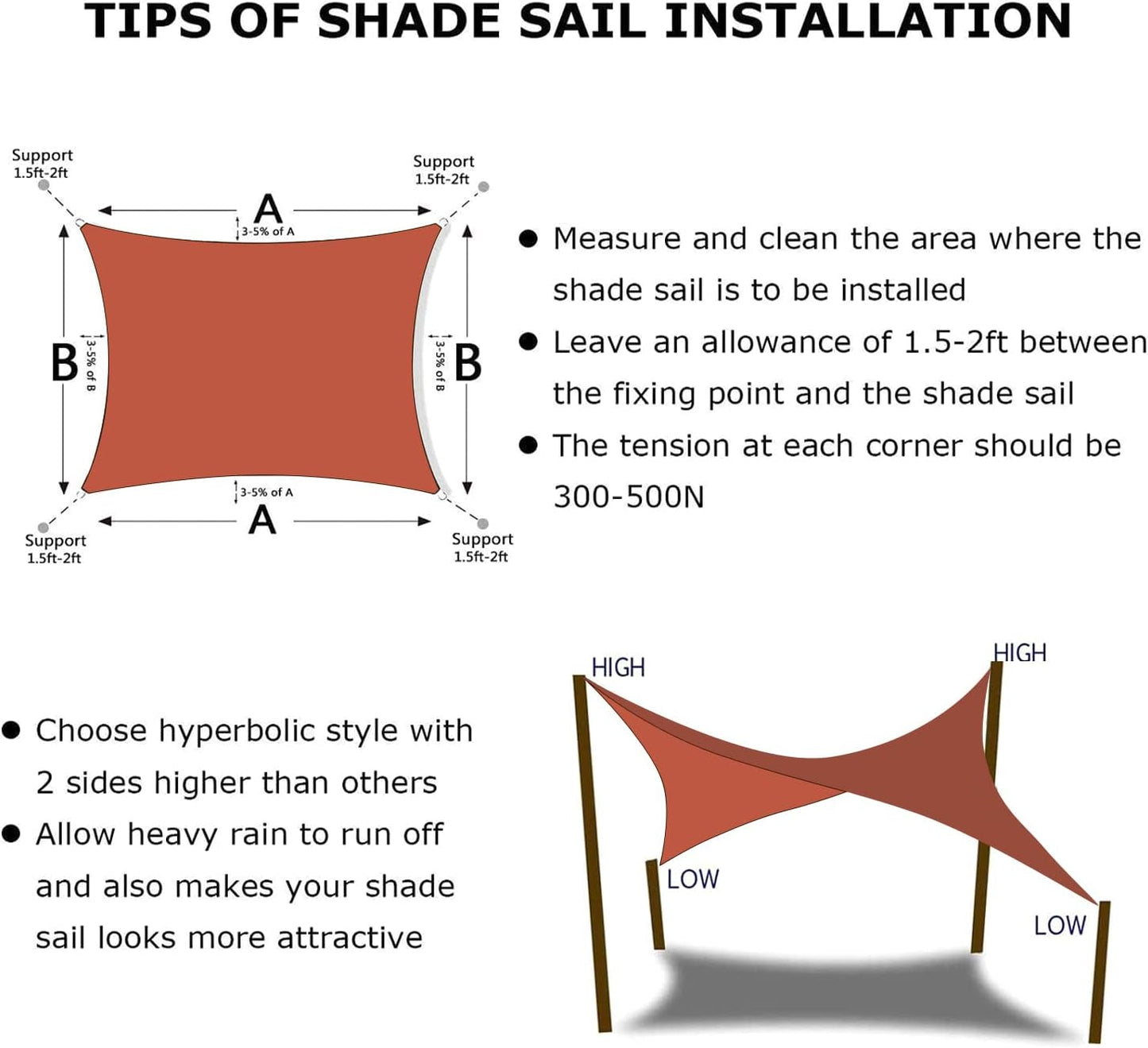 KANAGAWA 14'X20' Rust Red Custom Size Sun Shade Sail Rectangle UV Block Canopy Cover for Patio Backyard Lawn Garden Outdoor (Customized Available)