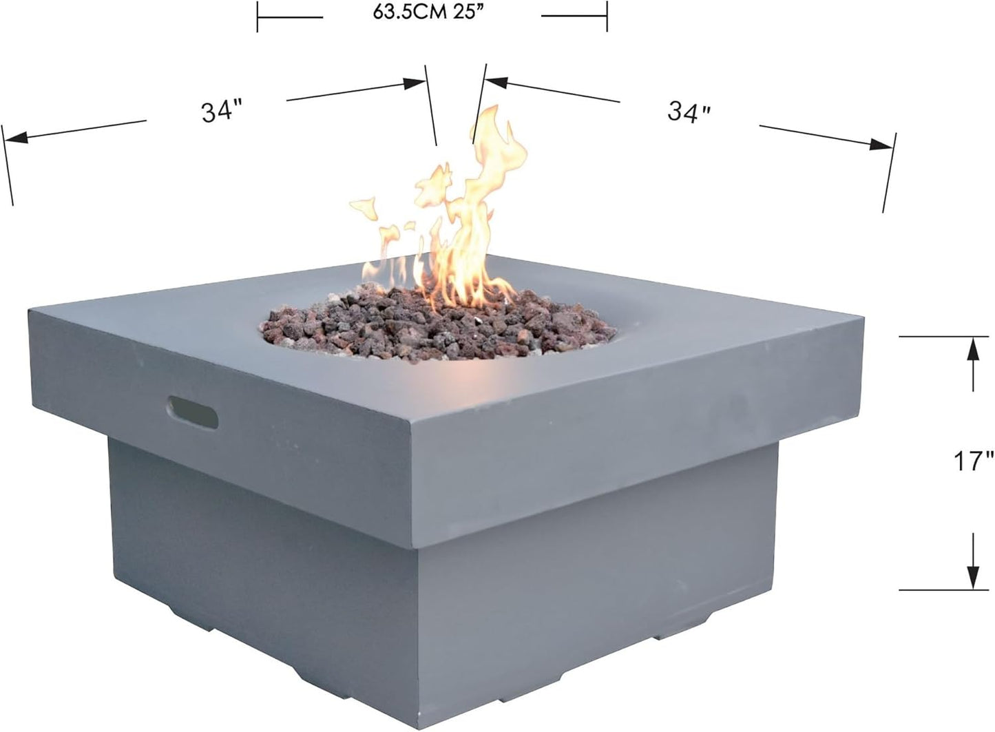 AMS Fireplace | Modeno | Brandford | Firepit Table | Cover and Lava Rocks Included | (Fuel: Liquid Propane - Light Gray)