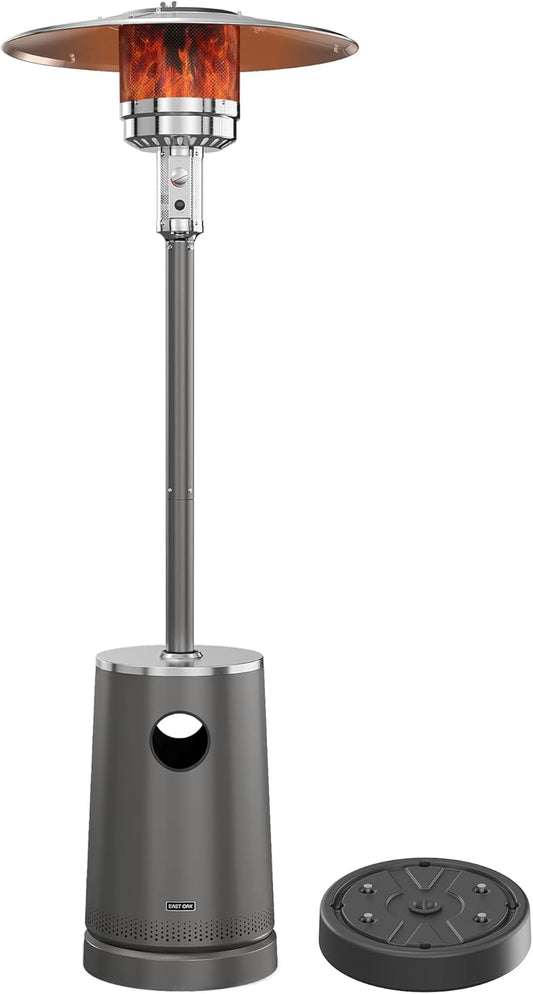 EAST OAK 55,000 BTU Patio Heater with Sand Box, Table Design, Thicker Stainless Steel Burner, Wheels, Triple Protection System, Propane Outdoor Heater for Home and Residential, Commercial Grade, Grey
