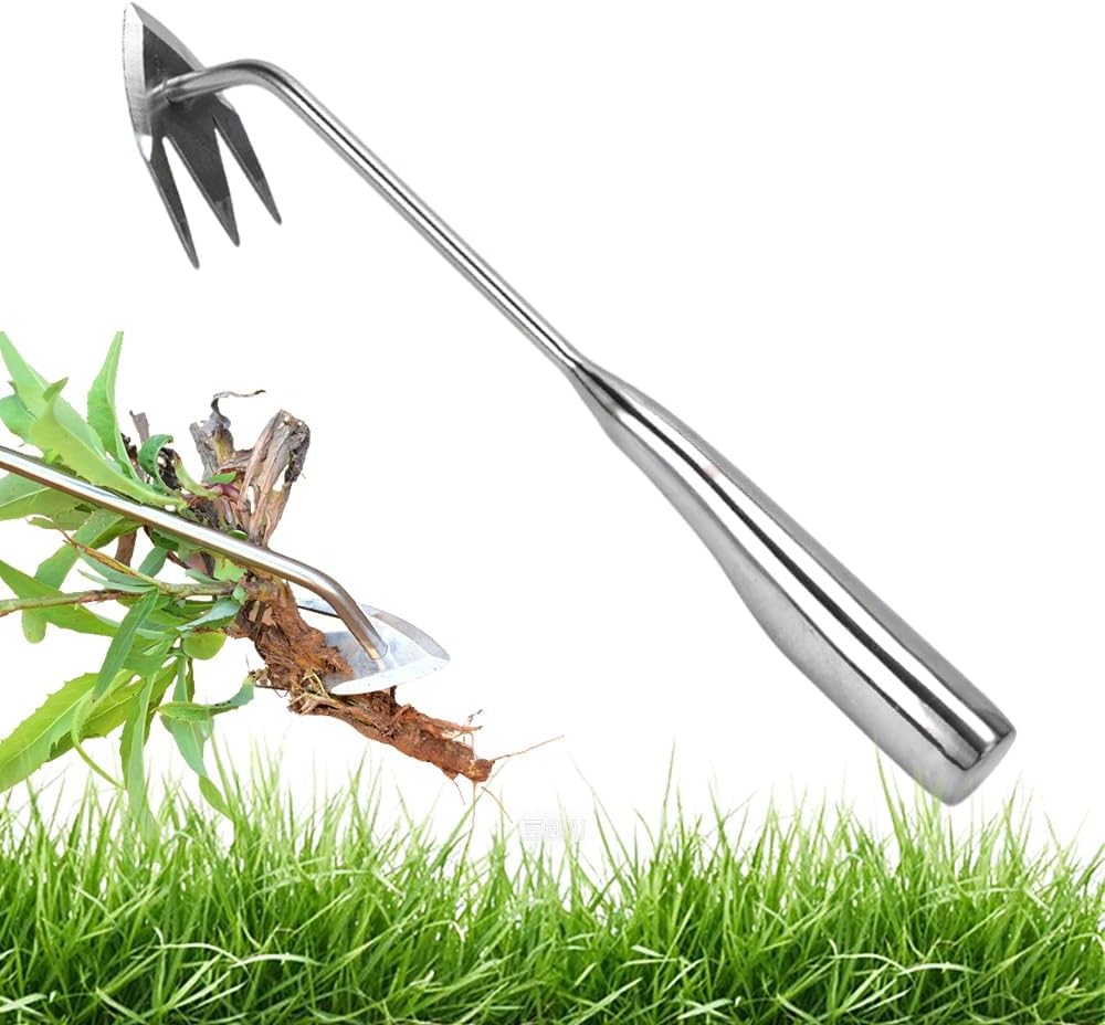 Manual Weed Remover Tool for Lawn and Garden, 2025 New Weeding Artifact Uprooting Weeding Tool,Weed Puller Tool 3 Tooth Manganese Steel for Gardening Backyard Farm (14in)