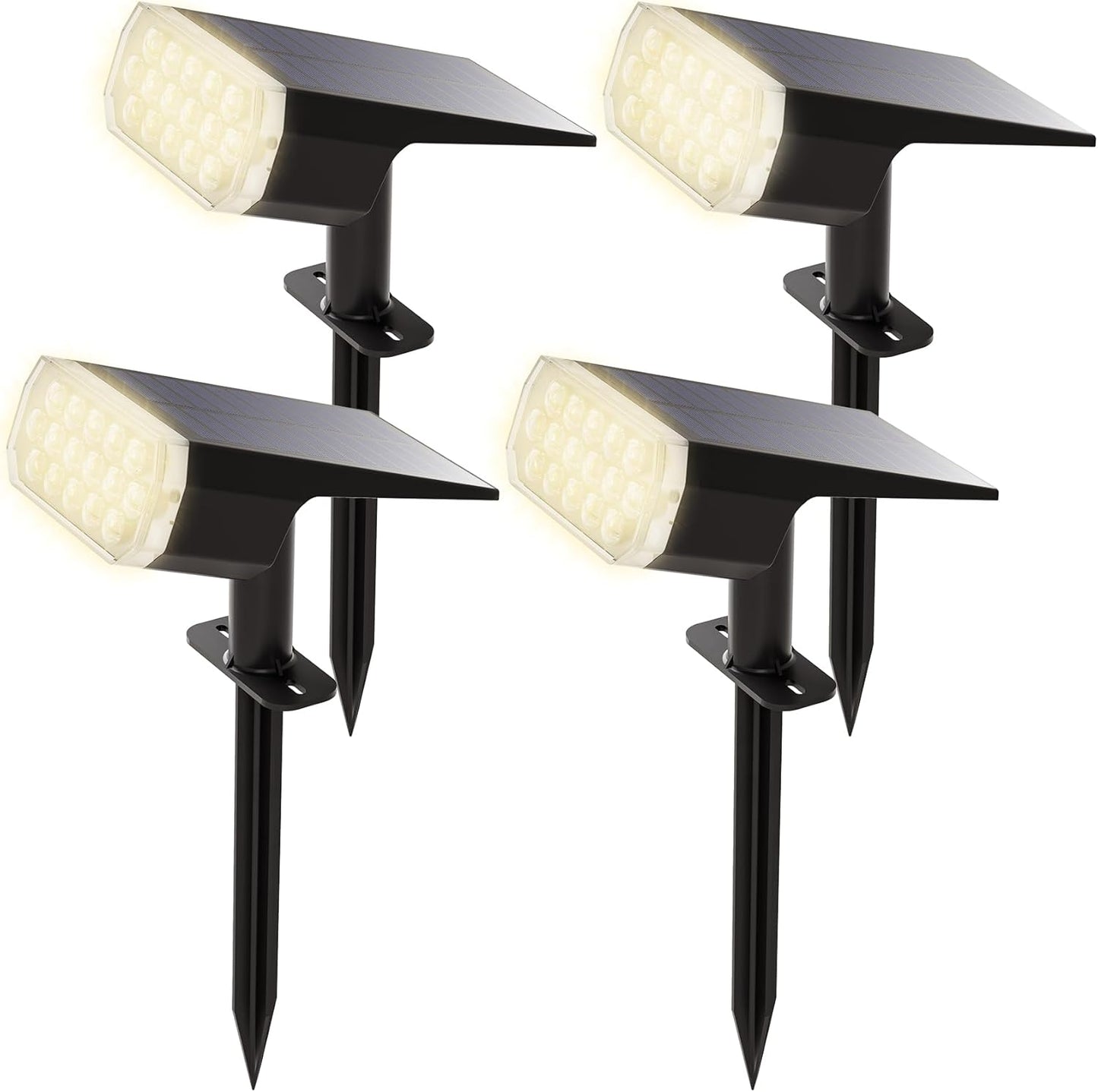 Solar Spot Lights Outdoor, 3 Lighting Modes Solar Outdoor Lights for Garden Yard Outside Landscape, 4 Pack Warm