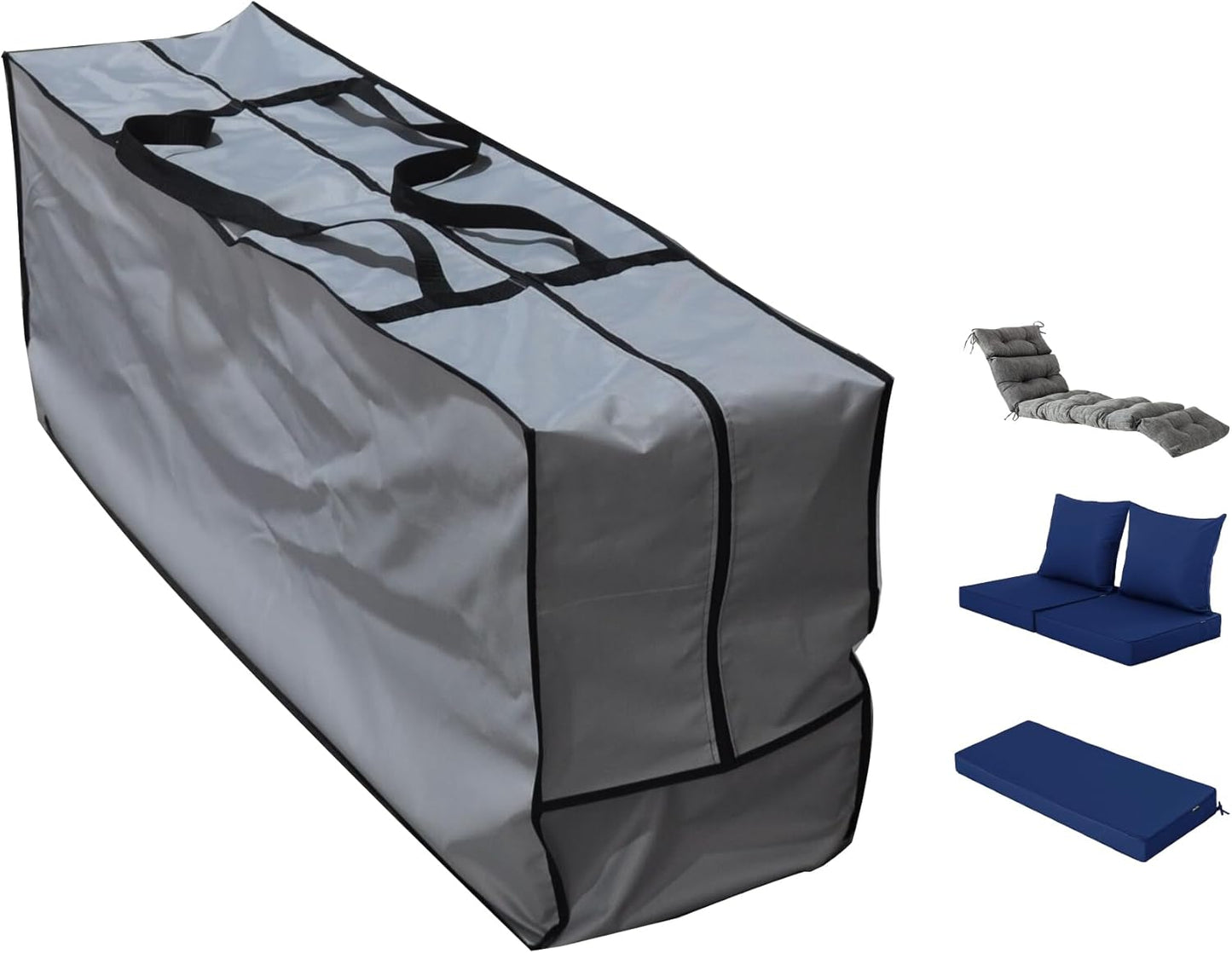 Outdoor Rectangular Cushion/Cover Storage Bag, Protective Zippered Storage Bags with Handles, 60"X20"X28" Grey