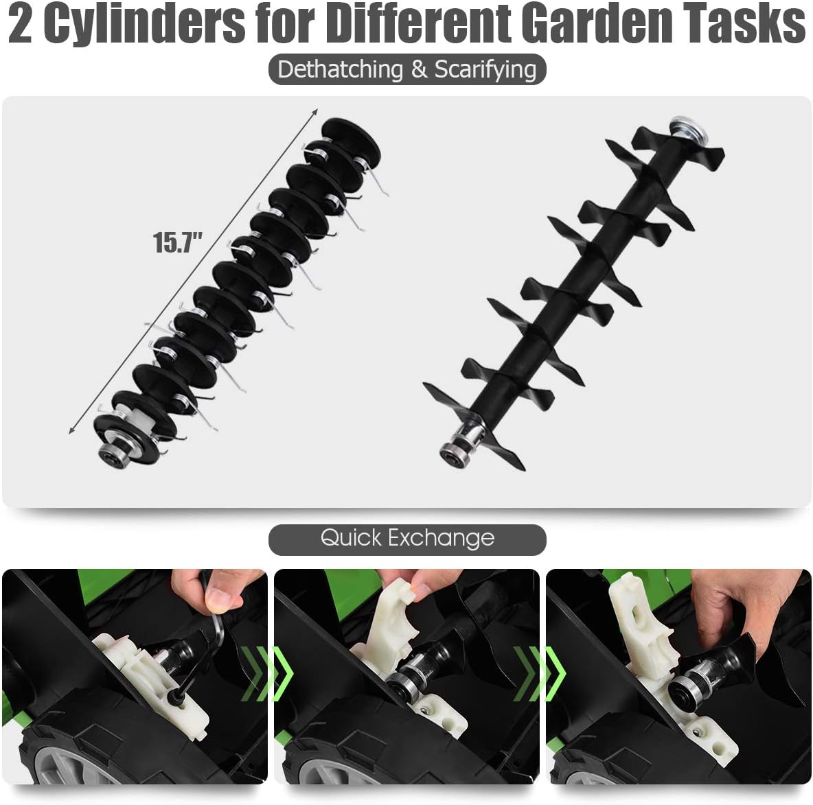 Goplus 2-in-1 Electric Corded Lawn Dethatcher with 5 Cutting Heights, 15-Inch 13 Amp Electric Scarifier w/ 13.5 Gallon Collection Bag, 2 Removable Blades for Garden Yard