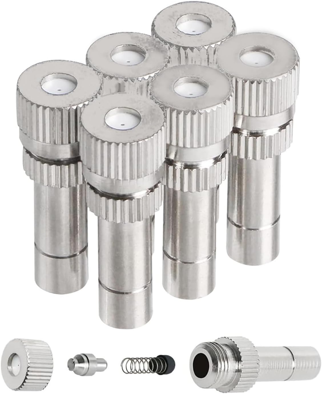 20pcs Brass Mister Nozzles, 6mm Misting Nozzles for Outdoor Cooling System, Landscaping, Air Humidification, Greenhouse Irrigation (without Filter, 0.006"/0.15mm Orifice)