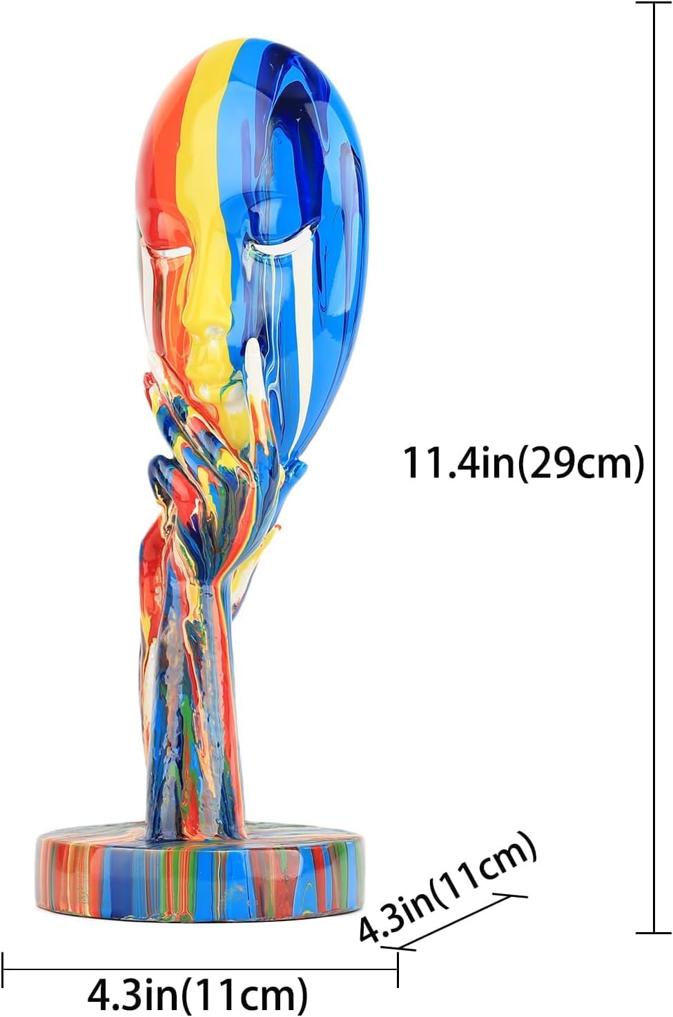 suruim Simple Creative Colorful Female Face Art Statue Thinker Sculpture Abstract Character Crafts Ornament Home Office Bedroom Living Room Study Decoration (Small 11.8x4.3x4.3in)