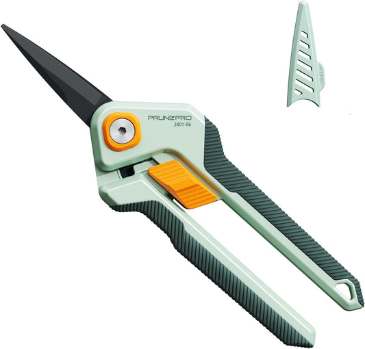 PrunePro Garden Scissors Pruning Shears Sharp Stainless Steel Non-Stick Teflon Coating Blade for Precise Cuts Garden Snip Bonsai Clippers for Plants Rose Flower 2 Pack