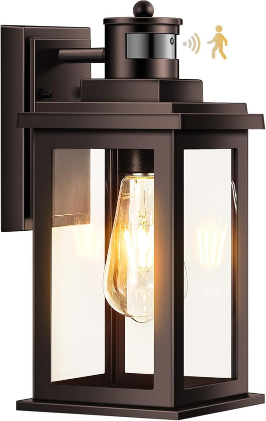 VIANIS Exterior Lights for House with Motion Sensor, Brown Dusk to Dawn Outside Lights for House, Oil Rubbed Bronze Exterior Lighting Fixtures for Garden, Garage, Doorway,Aluminum,Hardwired, Non-solar