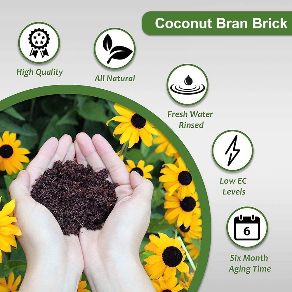 Premium Coco Coir Brick, 11Lbs High Nutrient Compressed Coconut Soil, OMRI 100% Organic Low EC & PH Balanced Potting Soil for All Plants Gardening, Hydroponics and Reptile Substrate 2-Pack