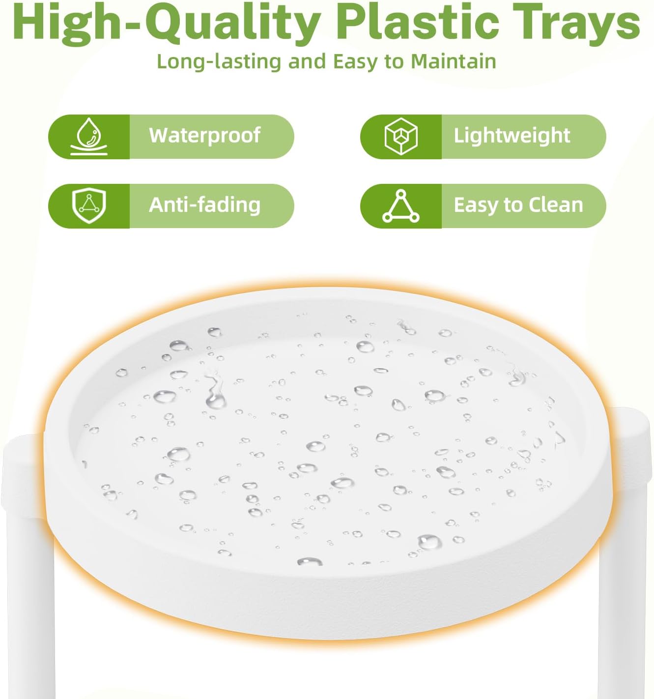 iDavosic.ly 7 Tier Folding Plant Stand Indoor Outdoor with Plastic Tray, Tiered Corner Flower Holder Shelf, Metal Orchid Display Rack for Patio Porch Living Room Garden Balcony, White