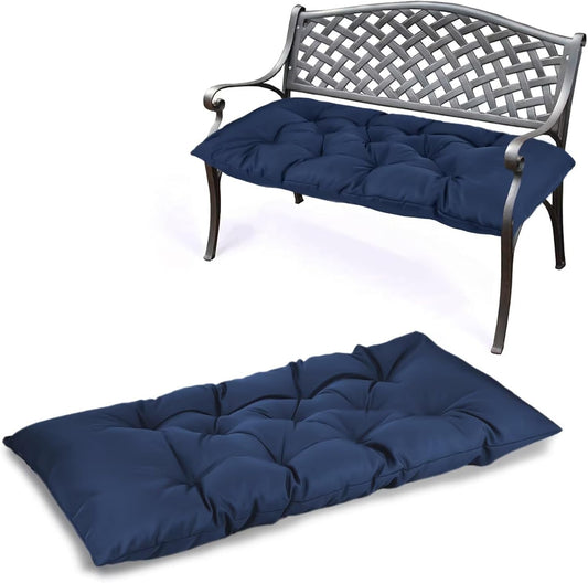 47.3 in Waterproof Indoor/Outdoor Garden Bench Seat Cushions，Thicken Patio Bench Soft Rocking Chairs Pad Lounger Seat for Wicker Loveseat Settee（47.3 X 19.6 in，Navy）