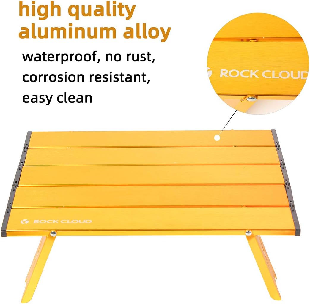 Rock Cloud Portable Beach Table Aluminum Ultralight Folding Camping Table, Yellow