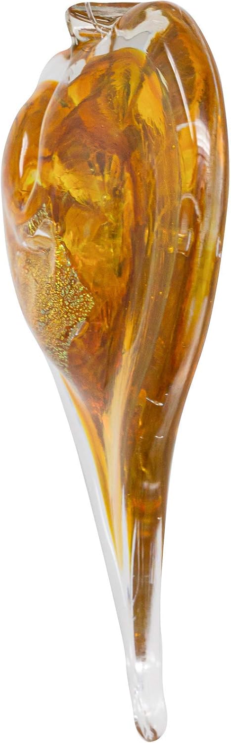 Luke Adams Glass Hanging Hearts – Hand Blown Glass Heart Ornament for Windows or Gifts – Colorful Blown Glass Hearts Decor (November - Citrine)