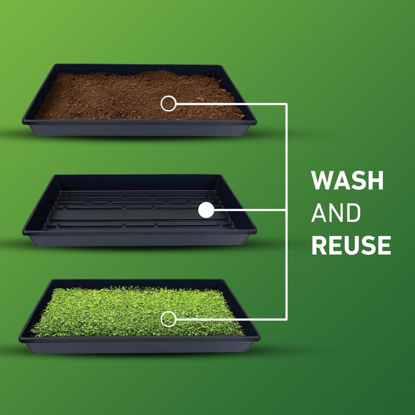 10x20 Inch Black Plastic 100 Pack Plant Propagation Tray – Growing Trays for Garden, Planting, Seedling, Soil & Hydroponic Horticulture - Microgreen Trays Grow Plants - No Drain Holes