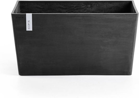 Ecopots Paris Durable Modern Rectangular Indoor/Outdoor Recycled-Based Composite Flower Planter, Dark Grey, 31.5"