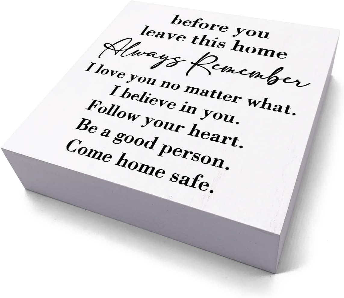 Inspirational Home Farmhouse Decor Desk Decor Wooden Box Sign Always Remember You are Braver Than You Think Rustic White Wood Block Plaque Box Sign for Women Family Friends Shelf Table Decoration
