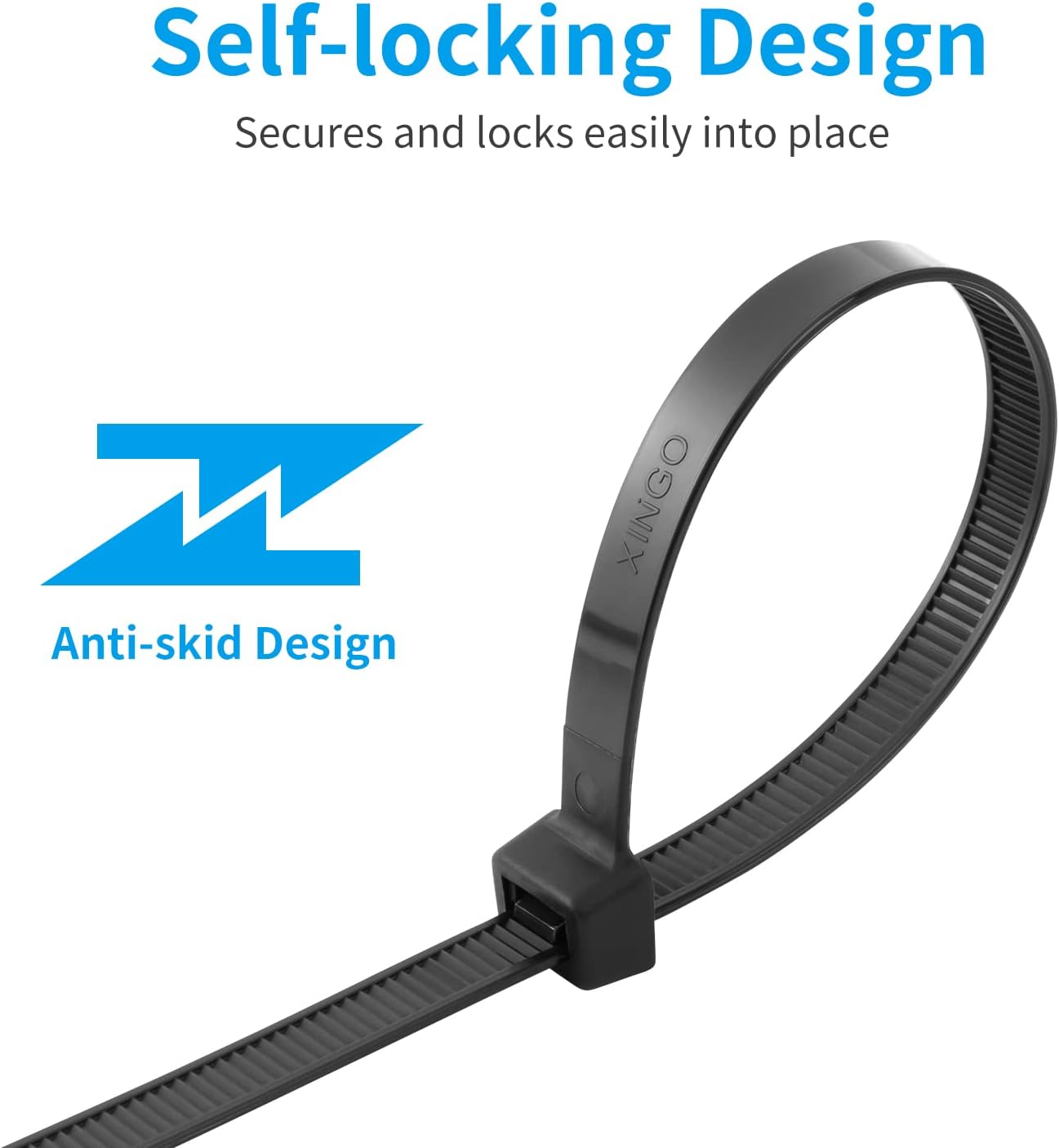 XINGO 12 inch White Zip Ties Heavy Duty 100 PCS, 200 LBS Ultra Strong Plastic Wire Ties, Large Cable Ties Extra Long Tie Wraps, Indoor and Outdoor UV Resistant