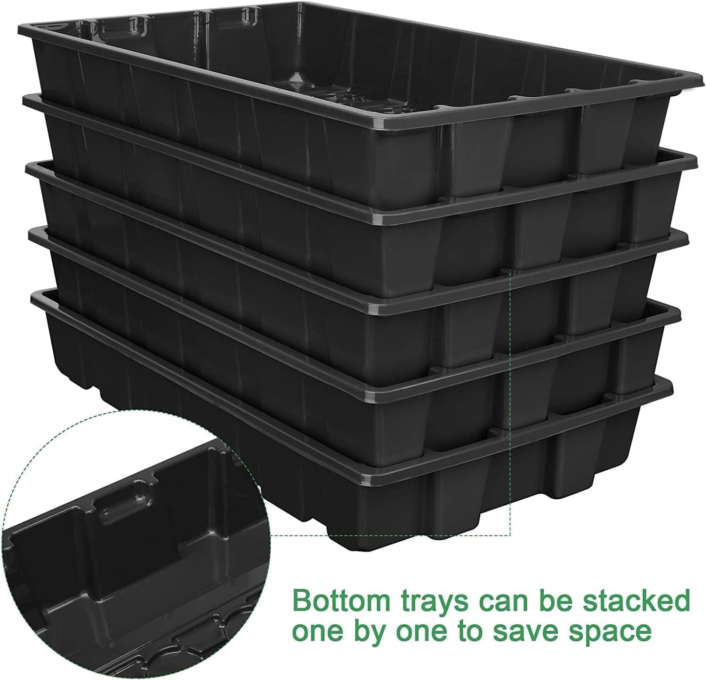 MIXC Seedling Trays Seed Starter Tray, 5-Pack Mini Propagator Plant Grow Kit Greenhouse with Humidity Vented Domes and Base for Seeds' Starting (40 Cells Per Tray, Total 200 Cells), Black