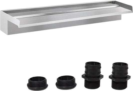 Waterfall Spillway Fountain 304 Stainless Steel Water Pool Fountain with Wider Water Flow Platform,Pool Waterfall for Outdoor Garden and Patio Decorations(35.5 Inch)
