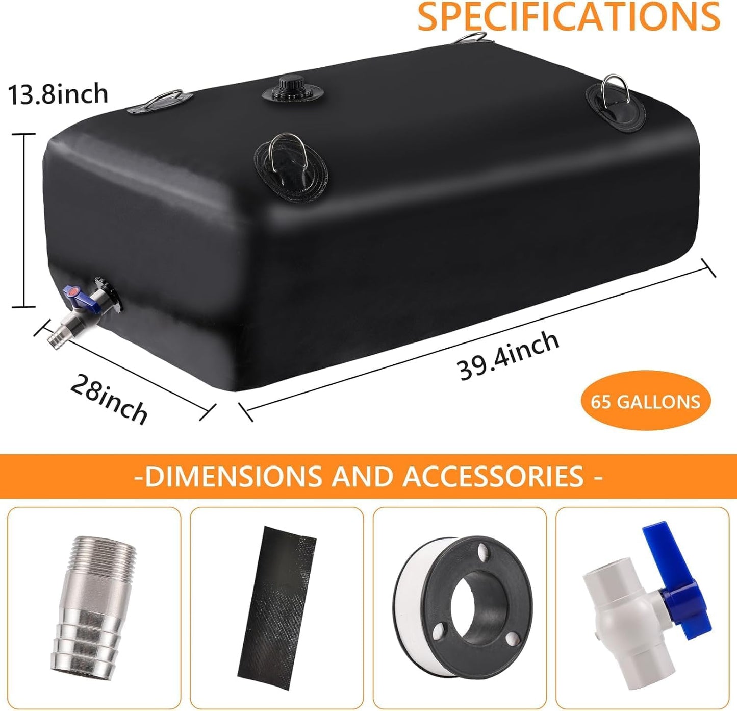 Water Tank, Water Storage Bladder, Portable Water Tank, Water Bladder Tank, Large Water Storage, Water Storage Containers for Camping, Garden, Emergency Water Storage Black