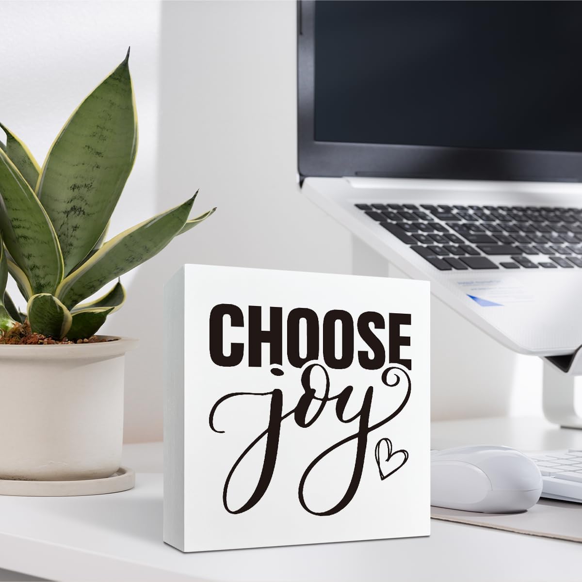 Inspirational Sign, Decorative Wooden Plaques, Rustic Farmhouse Home Decor, Shelf Decoration, Box Signs Decor Tabletop, Office Desk Decoration, Choose Joy Sign 5×5×1.2inches