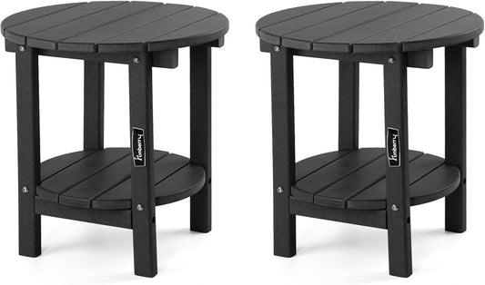FUNBERRY Outdoor Adirondack Side Table Set of 2, 2-Tier Patio End Tables, HDPE All Weather for Outside