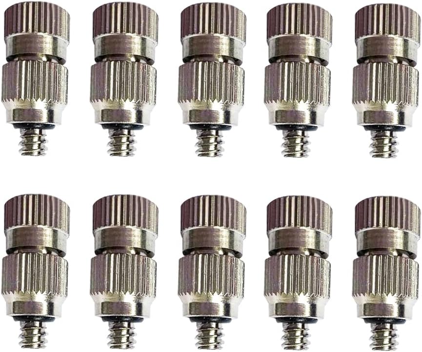 High Pressure Brass Nickel Plated Misting Nozzle for Outdoor Cooling Mist System, 0.8mm Ceramics Orifice, Detachable & Cleanable, 10pcs