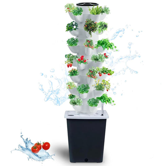 Hydroponics Tower Indoor Growing System Vertical Garden Planter Indoor Smart Garden Kit with Pump and Movable Water Tank Vegetable Plant Gift for Gardening Lover (35-Plants)
