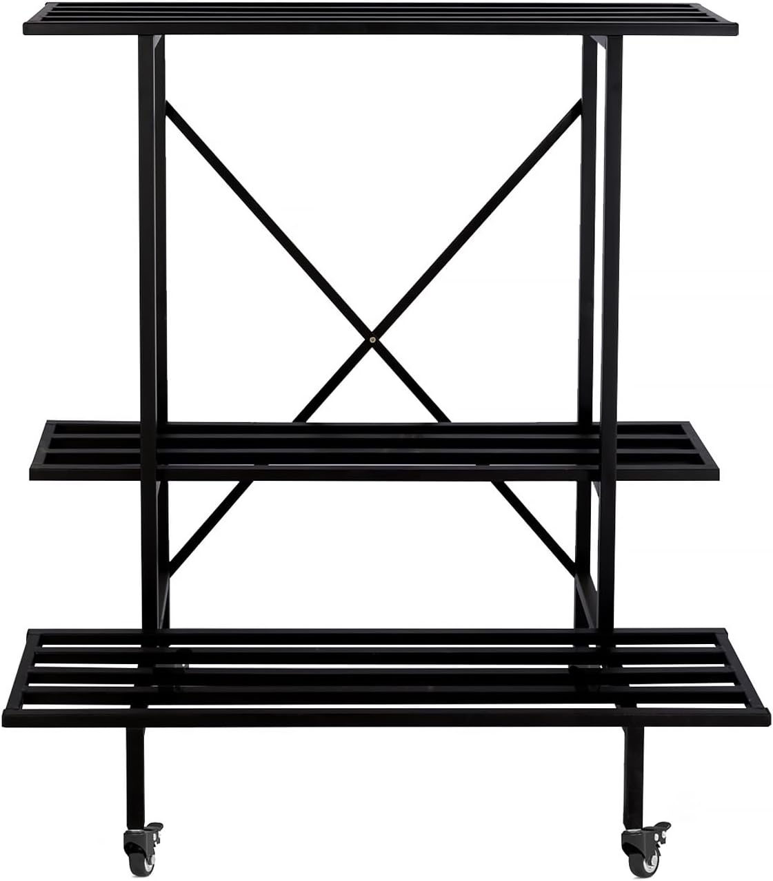 Zhongma 3 Tier Metal Heary Duty Plant Stand with Wheels, 35.43 L x 17.5 W x 38.6H . Space saving Plant Stand
