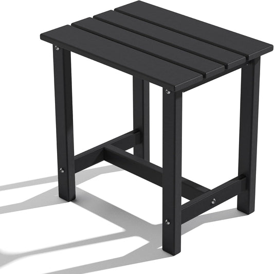 Adirondack Outdoor Side Table, Weather-Resistant/Easy Maintenance Patio Side Table for Backyard, Pool & Porch, Durable & Stylish Patio End Table, Black