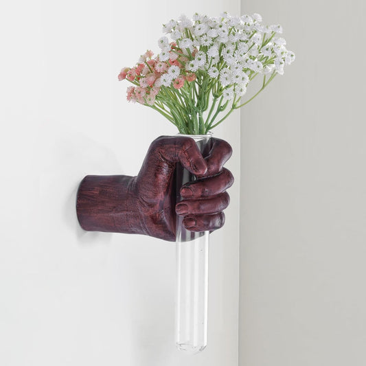 Wall Sculptures, Hand Vases Home Decor, Wall Mount Art Sculpture, Unique Wall Art Statue, Funky Flower Vase Decorations, Modern Eclectic Hanging Decor,Glass Test Tube Vase