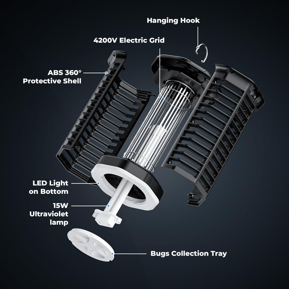 YISSVIC Bug Zapper Bulb Indoor Waterproof Electric Mosquito Lamp Fly Zapper Killer Effective 4200V Plug in for Home Patio Office Courtyard (Replacement Bulb T6)