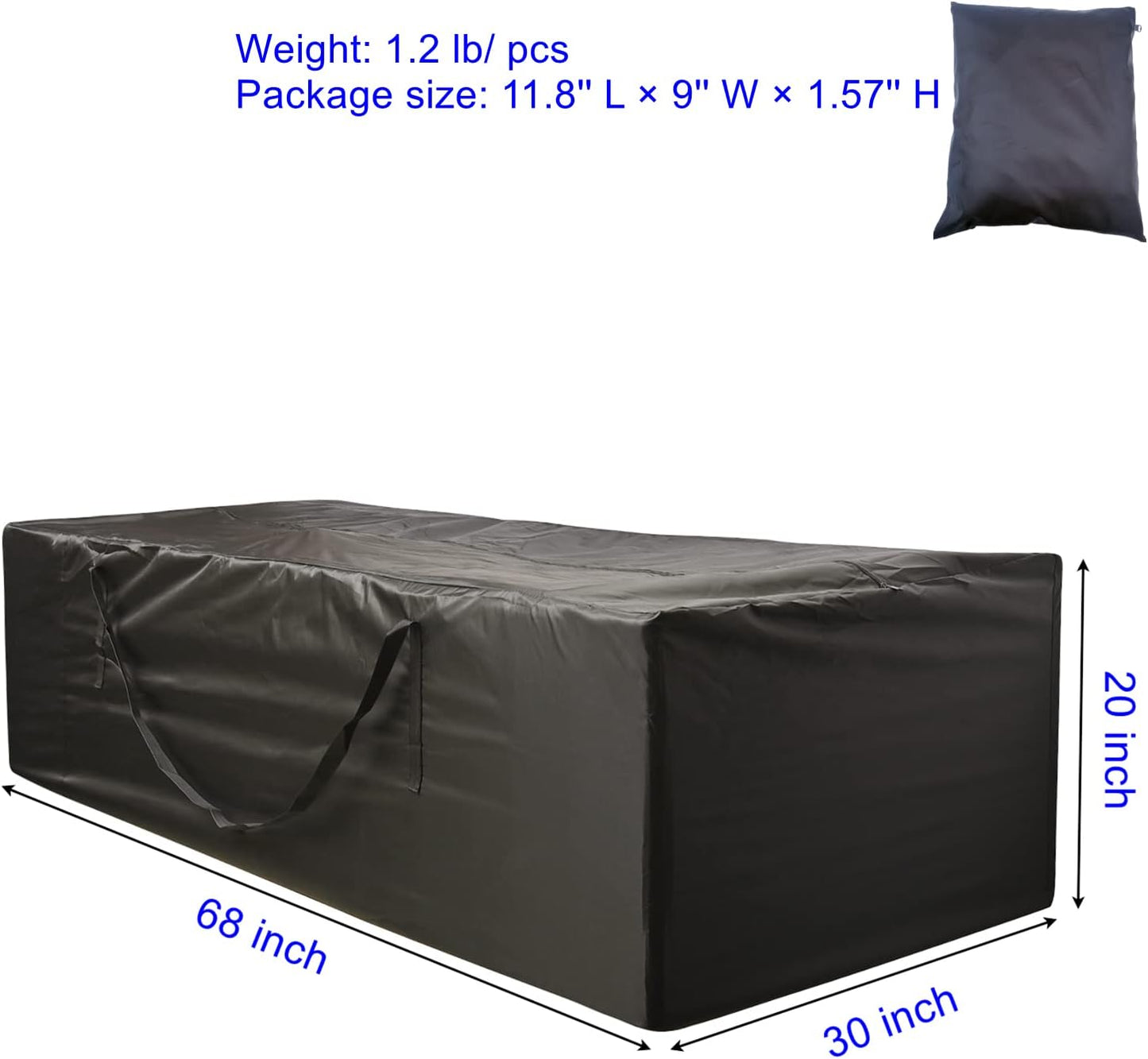 Outdoor Cushion Storage Bag 1 PCS, 68" Outdoor Pillow Storage with 2 Handles, Extra Large Opening Waterproof Zippered Patio Cushion Storage Bag XL
