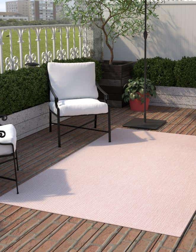 Unique Loom Collection Casual Transitional Solid Heathered Indoor/Outdoor Flatweave Area Rug (2' 2" x 3' 1" Rectangle, Whisper Pink/Ivory)