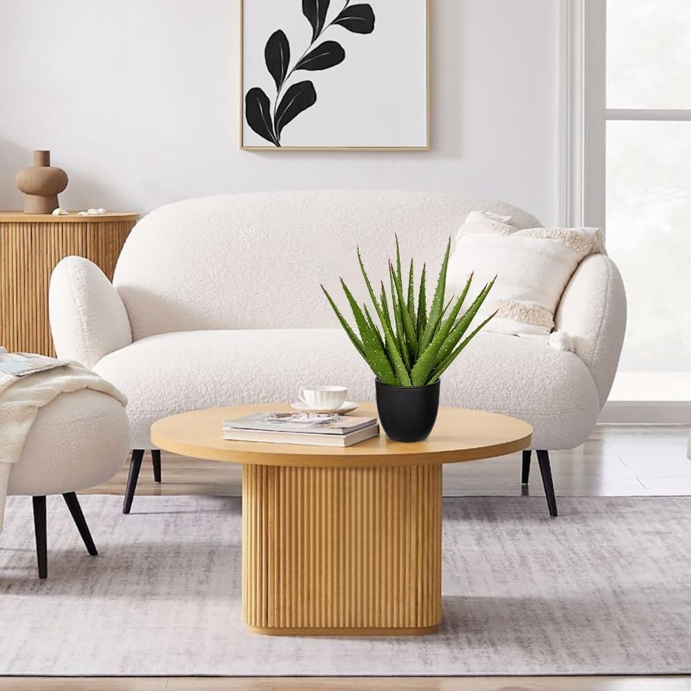 Fake Succulent Aloe Vera Plants 13.4 Inch Large Artificial Succulents with Black Pot Faux Aloe Potted Plant for Desk Modern Home Office Bedroom Living Room Table Shelf Decor