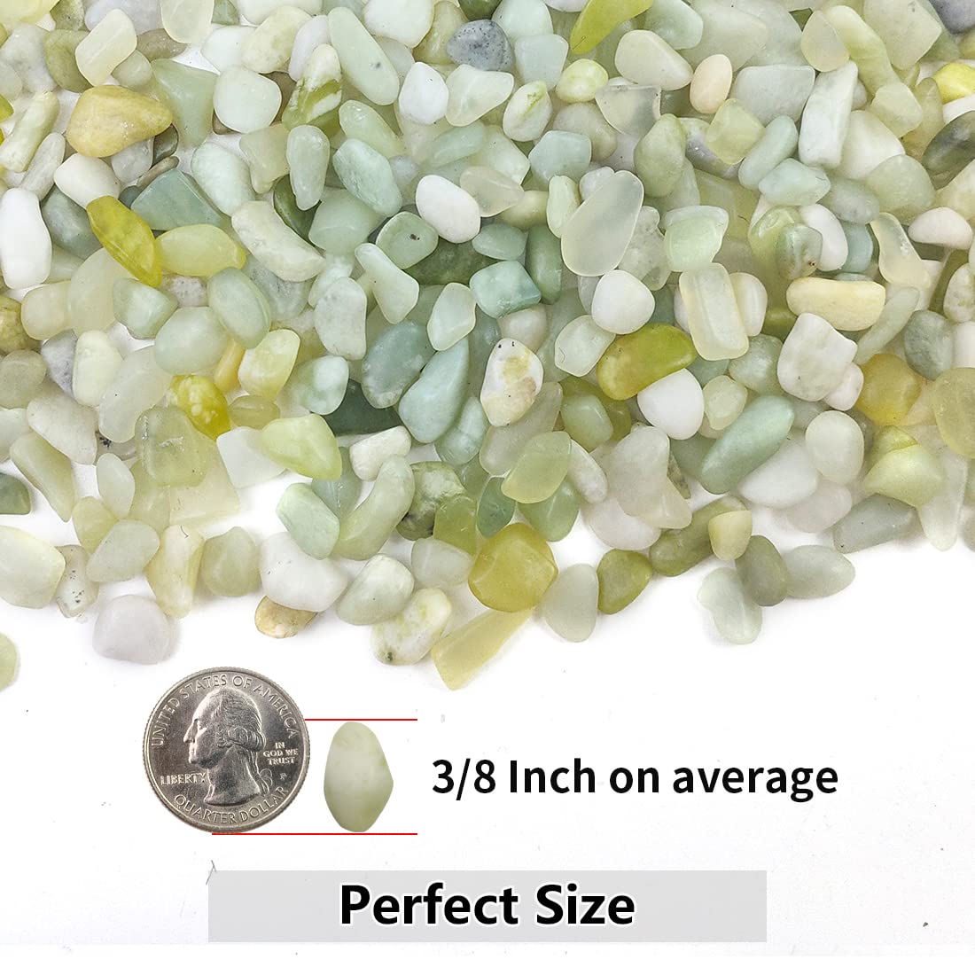 5LB Succulent and Cactus Jade Pebbles, 3/8 Inch Natural Decorative Polished Stones, River Rocks for Indoor Plants, Vases, Planters and Outdoor Gardening