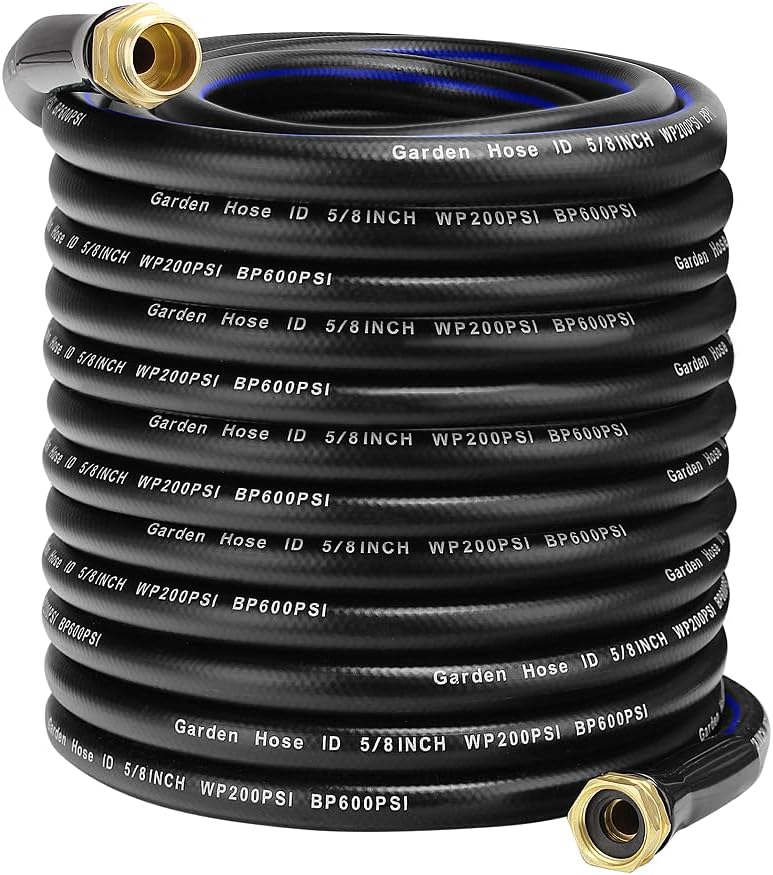 100 FT Garden Hose, Flexible No Kink Heavy Duty Garden Water Hose Flex Copper Bullet Collapsible Washer Rubber Hose 5/8" Soft Lightweight Outdoor Waterhose Manguera Para Jardin