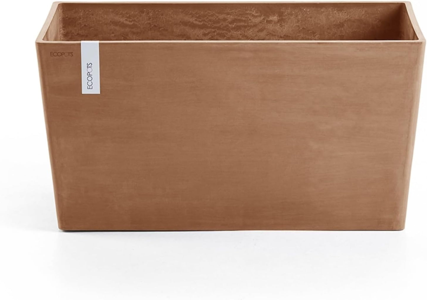Ecopots Paris Durable Modern Rectangular Indoor/Outdoor Recycled-Based Composite Flower Planter, Terracotta Color, 23.5"