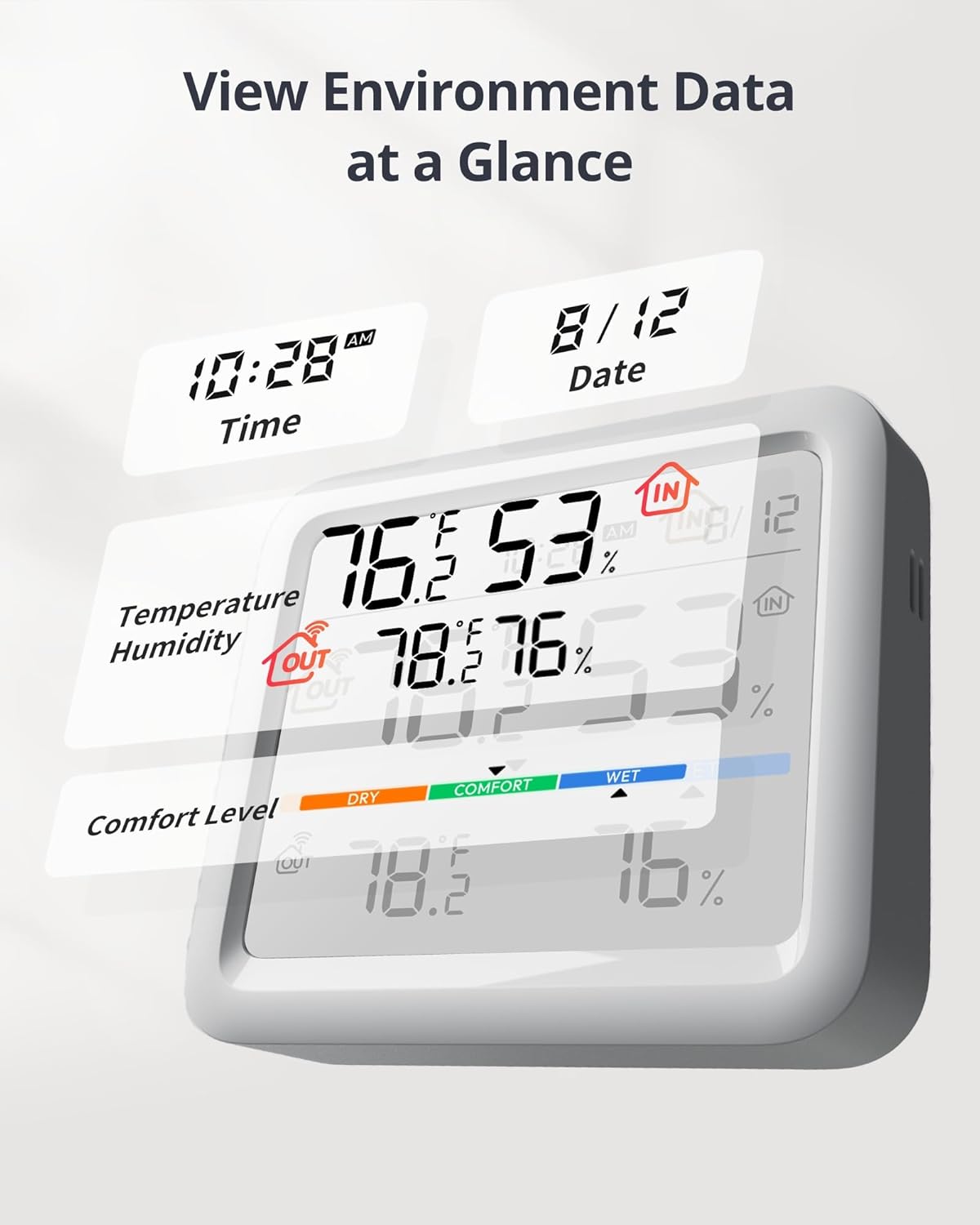 SwitchBot Meter Pro, Digital Hygrometer & Thermometer - Wireless Indoor Temperature & Humidity Monitor with Bluetooth App Control, Real-Time Alerts (1, Meter Pro+Outdoor Meter)