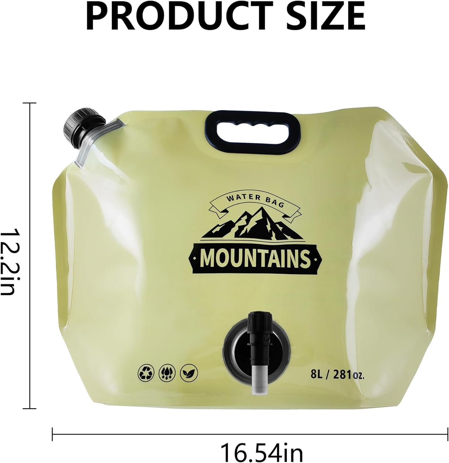 Collapsible 8L Water Storage Bag, BPA-Free Portable Folding Water Jug with Adjustable Faucet, Leakproof Emergency Water Bag for Camping, Hiking, Riding, Outdoor Sport (BEIGE, 4)