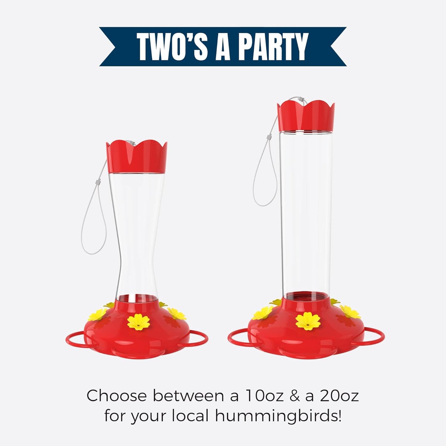 MEKKAPRO Outdoor Hummingbird Feeder Made from Glass, Humming Bird Feeders for Outdoors Hanging Ant and Bee Proof with 5 Nectar Feeding Stations, Bright Red, Backyard Feeder (10 Ounces)