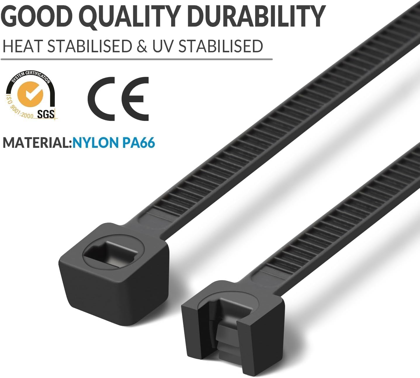 XINGO 5000 PCS Black Zip Ties 12 Inch, 60 LBS Tensile Strength, Self-Locking Nylon Plastic Nylon PA66 Wire Ties for Indoor and Outdoor Use