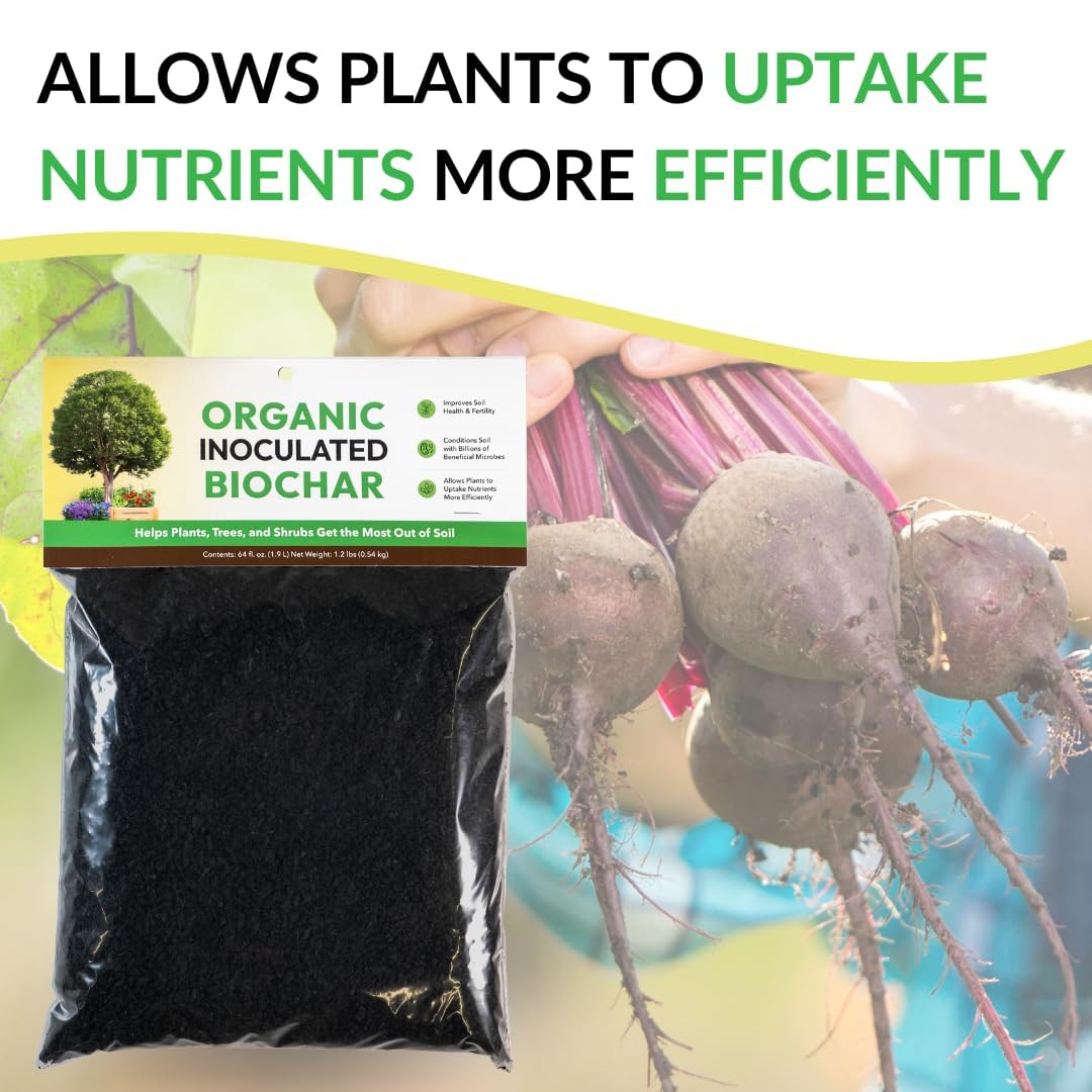 Organic Inoculated Biochar: Helps Plants and Trees Get The Most Out of Soil | Allows Plants to Uptake Nutrients More Efficiently | Contains Millions of Soil-Enriching Micro-Organisms | 128oz Bag