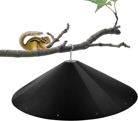 24-inch Large Outdoor Squirrel Baffles for Bird Feeders Pole, Baffle with Metal Frame, Squirrel Guard for Bird Houses, Two Way Use, Black Color