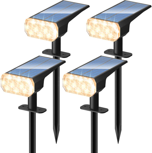 DINGLILIGHTING Waterproof Solar Lights Outdoor: IP65 Led Spot Light Decorations for Garden - 3 Lighting Modes Solar Powered for Yard - Dust to Dawn Uplighting Landscape Pathway Drive Patios 4PC Warm