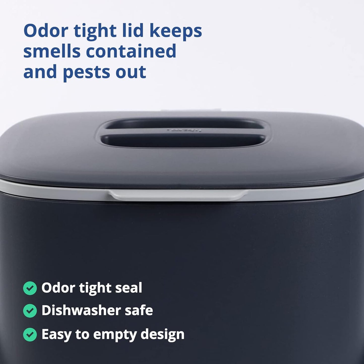 Blue Ginkgo Kitchen Compost Bin [2.6L / 0.69 GAL] – Filter-Free, Odor-Tight Countertop Food Waste Pail with Handles (Made in Korea, Gray)