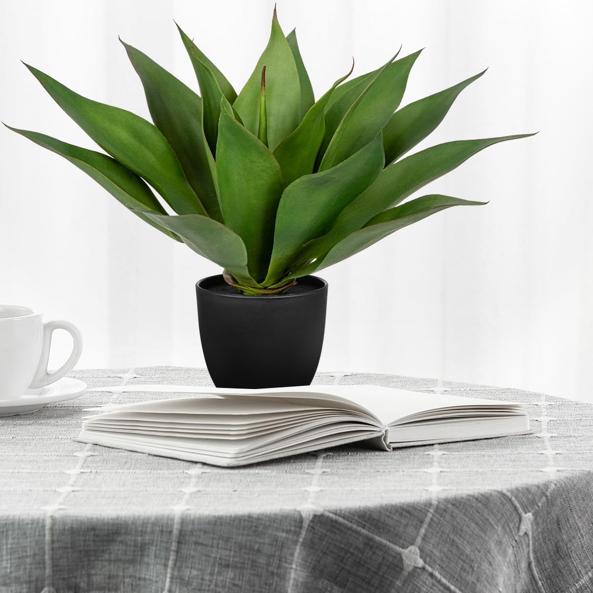 Large Faux Agave Plant 13.4" Fake Plant Artificial Decor Faux Plant Fake Succulent Plants in Pot Realistic Agave Plant Artificial Potted Plants for Home Living Room Table Office Desk Bathroom Indoor
