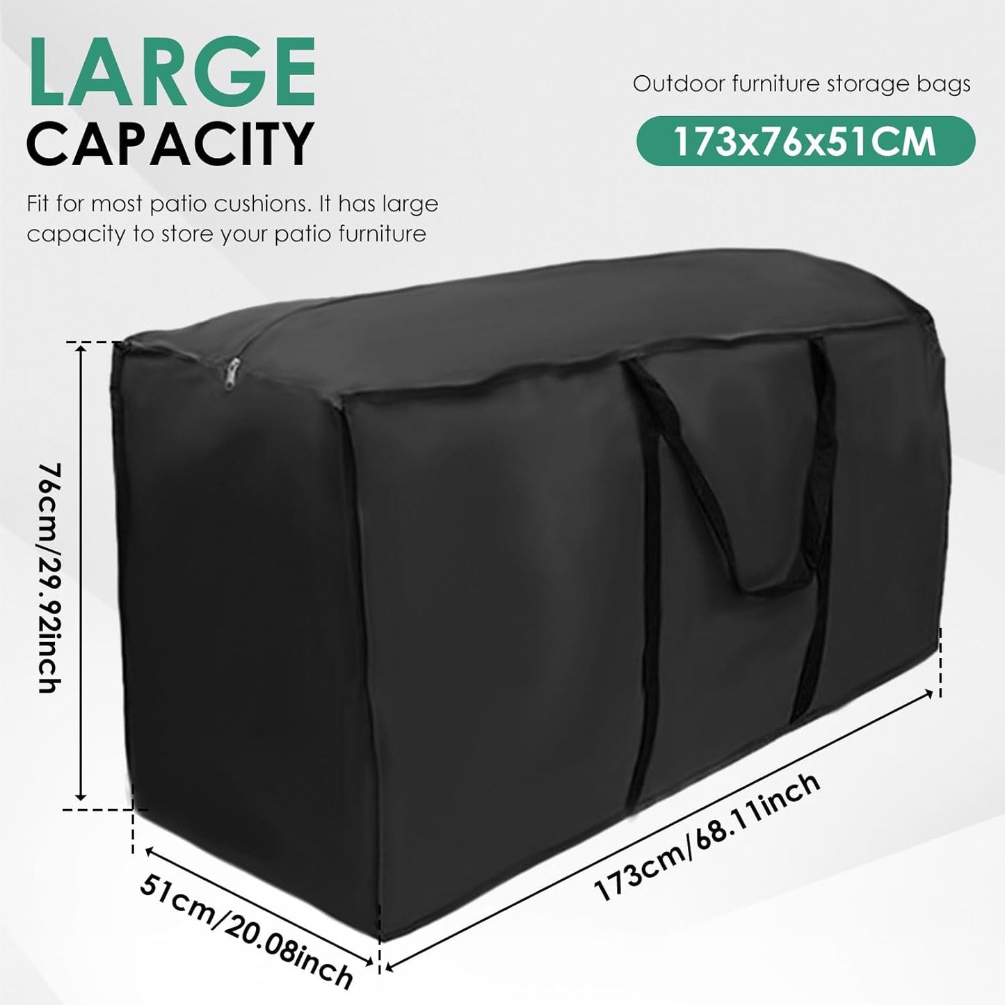 4 Pack Outdoor Cushion Storage Bag Large Storage Bags with Zipper 68" x 30" x 20" inch Waterproof Heavy Duty for Patio Cushion, Comforter, Pillow, Furniture, Toy, Christmas Tree Storage(4)