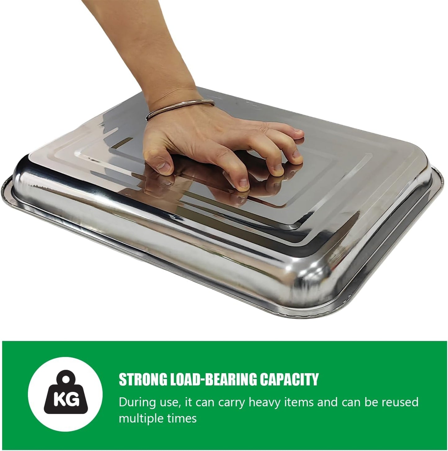 Stainless Steel Plant Trays, 5 Pack Multi-Purpose Tray for Indoor Outdoor Plants, Seed Starting Tray for Potted Plants(11.6 inch×15.2 inch, 1.45" Height, 5-Pack)