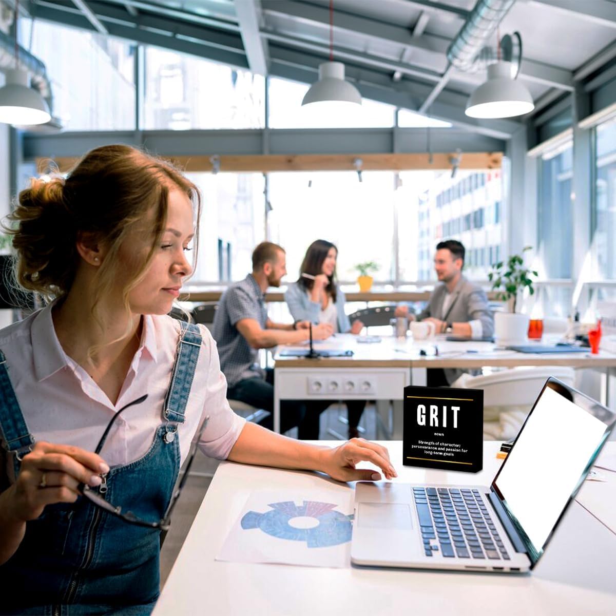 Grit Noun Entrepreneur Black Wooden Box Sign, Inspirational Office Decor Decorative Table Shelf Desk Decor, Rustic Workplace Farmhouse Home Bedroom Classroom Office Decorations Desk Accessories